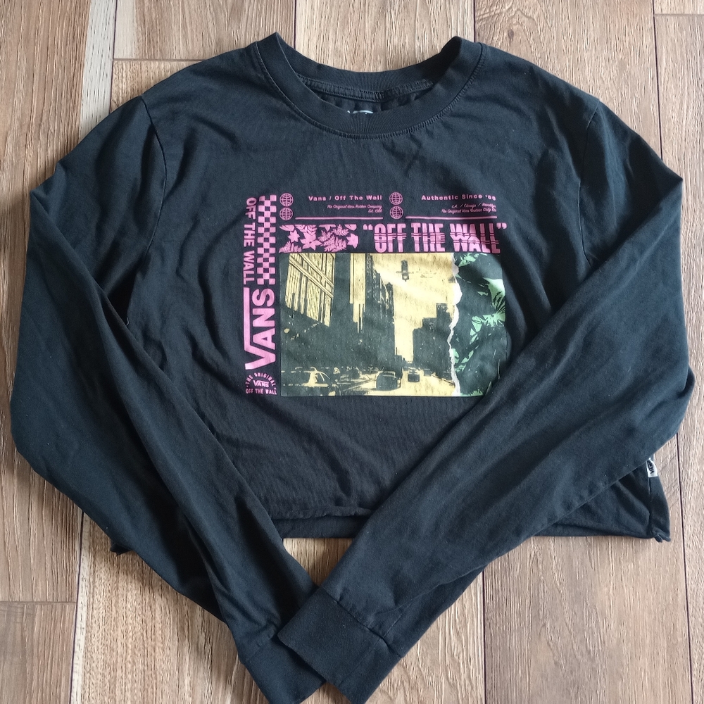 Vans Black Long Sleeve Cropped Tee